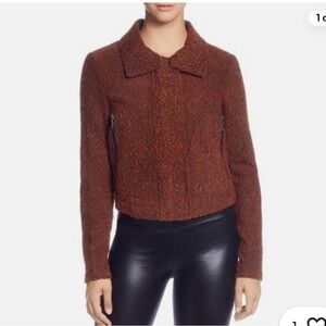 T Tahari Womens Boucle Marled Cropped Jacket